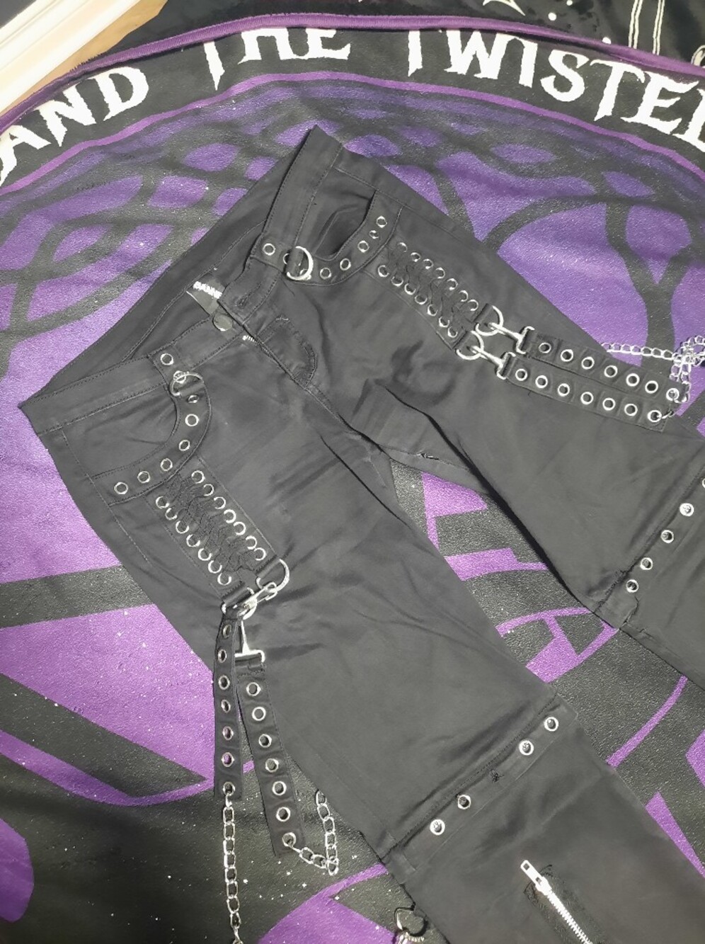 Black Gothic Chain Detail Pants
